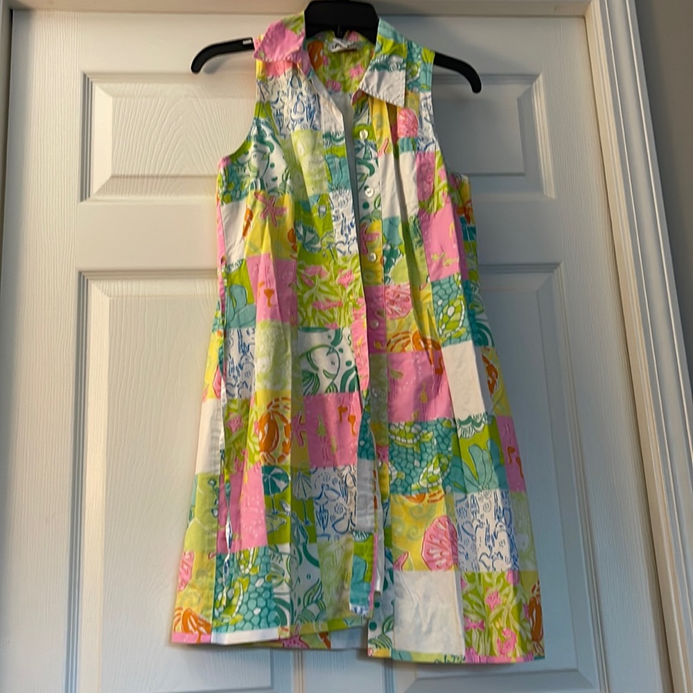 Vintage White Label Size 8 Beach Patch button up dress